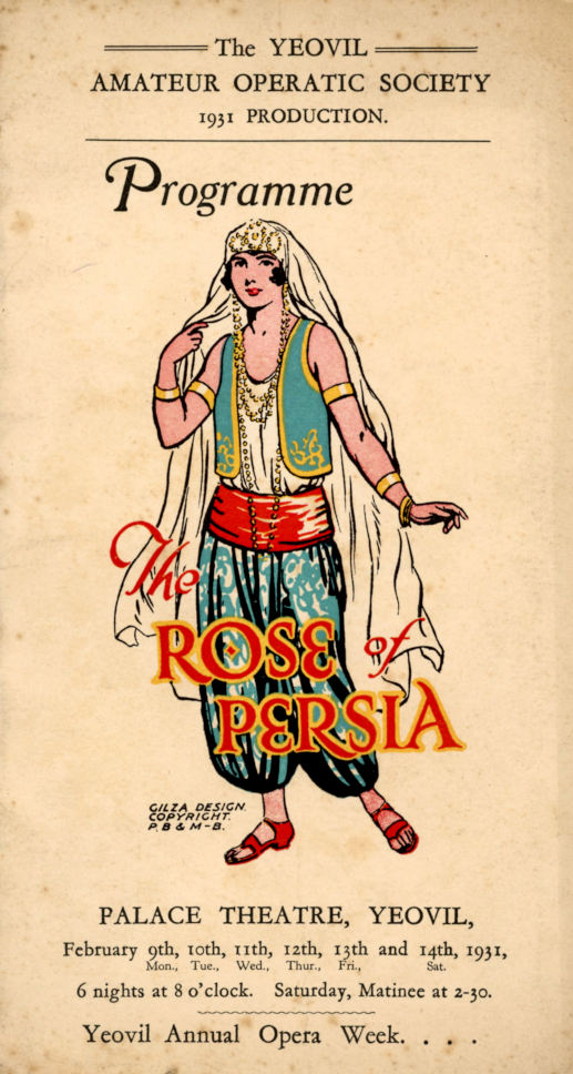 Programme Cover for the YAOS 1931 production of 'The Rose of Persia'