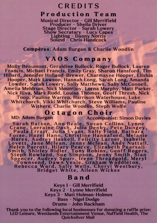 Programme Page 4 - Credits